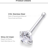 18PCS 20G Stainless Steel Nose Rings Straight Piercings Hypoallergenic