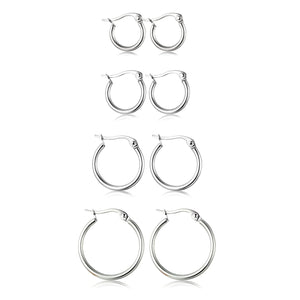 4 Pairs Stainless Steel Hoop Earrings Set for Women Non-Allergic