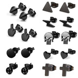 9 Pairs Skull Spike Ear Studs Earrings For Men Women