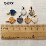 Charming Silver Plated Heart Druzy Necklace Pendant for Women
