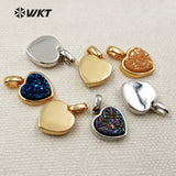 Charming Silver Plated Heart Druzy Necklace Pendant for Women