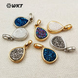 Water Drop Shape Necklace Pendant Natural Druzy Female Charm