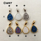 Water Drop Shape Necklace Pendant Natural Druzy Female Charm