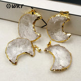 Moon Shape Crystal Necklace Pendant 24K Metal Electroplated Jewelry