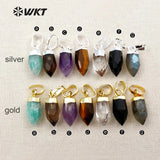 Crystal Pillar Women Necklace Pendant Silver Plated Jewelry