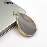 Natural Light Gray Stone Pendant Irregular Texture Water Drop Pendant