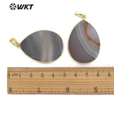 Natural Light Gray Stone Pendant Irregular Texture Water Drop Pendant