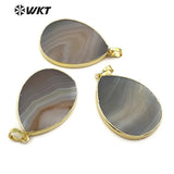 Natural Light Gray Stone Pendant Irregular Texture Water Drop Pendant