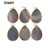 Natural Light Gray Stone Pendant Irregular Texture Water Drop Pendant
