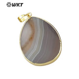 Natural Light Gray Stone Pendant Irregular Texture Water Drop Pendant