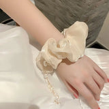 Satin Scrunchies Pearl Tassel Hair Band Large Headband Hair Rope