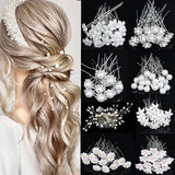 U-Shaped Flower Pearl Rhinestone Hair Clips Wedding Hair Ornaments