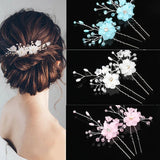 U-Shaped Flower Pearl Rhinestone Hair Clips Wedding Hair Ornaments