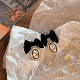 Vintage Bow-knot Pearl Drop Earrings for Women Party Jewelry