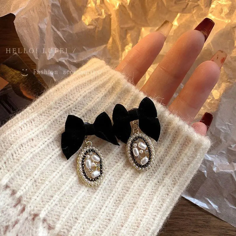 Vintage Bow-knot Pearl Drop Earrings for Women Party Jewelry