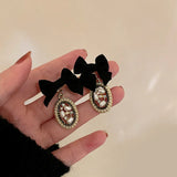 Vintage Bow-knot Pearl Drop Earrings for Women Party Jewelry