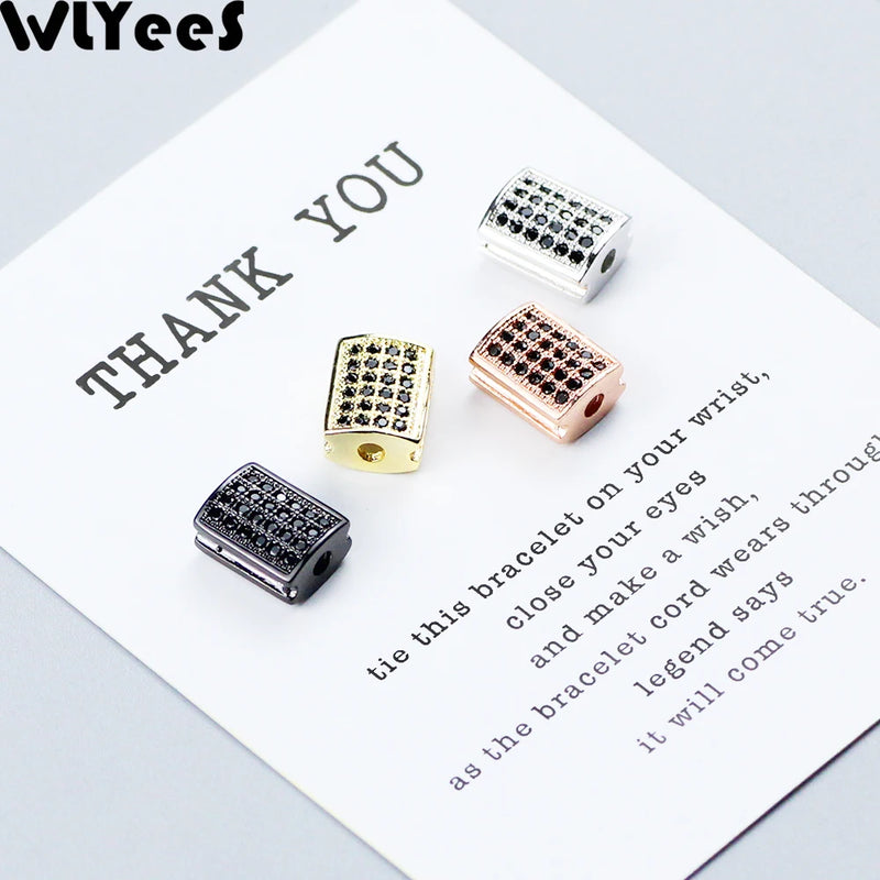 WLYeeS CZ Geometry Pendant Copper Beads Micro-Inlay Crystal Loose Beads