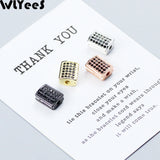 WLYeeS CZ Geometry Pendant Copper Beads Micro-Inlay Crystal Loose Beads