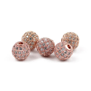 Micro Pave Crystal Round Space Loose Bead Charms Metal Copper Ball 10mm