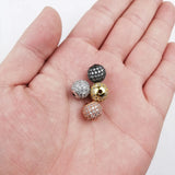 Micro Pave Crystal Round Space Loose Bead Charms Metal Copper Ball 10mm