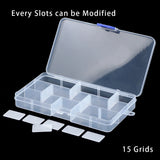 WLYeeS Adjustable 15 Grids Jewelry Beads Storage Box