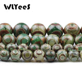 Natural Green Carnelian Tibetan Dzi Eyes Beads 8-12mm Round Loose Beads