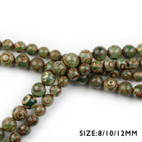 Natural Green Carnelian Tibetan Dzi Eyes Beads 8-12mm Round Loose Beads