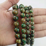 Natural Green Carnelian Tibetan Dzi Eyes Beads 8-12mm Round Loose Beads