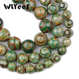 Natural Green Carnelian Tibetan Dzi Eyes Beads 8-12mm Round Loose Beads