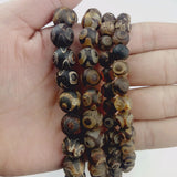Tibetan Matte Dzi Eyes Stone Natural Carnelian Round 8-12mm Loose Beads