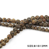 Tibetan Matte Dzi Eyes Stone Natural Carnelian Round 8-12mm Loose Beads