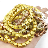 Matte Silver Rose Gold Plated Hematite Beads Natural Stone Geometric Loose Bead