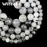 WLYeeS Rutilated Quartz Crystal Stone Round Loose Beads for Jewelry Making