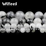 WLYeeS Rutilated Quartz Crystal Stone Round Loose Beads for Jewelry Making