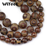 Natural Stone Tibetan Dzi Eyes Round Ball Loose Bead 8-12mm