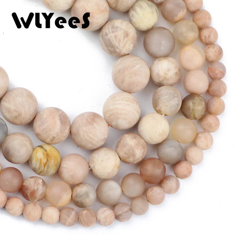 Natural Stone Matte Sun Stone Round ball 6/8/10/12MM Loose bead