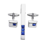 Men's Crystal Square Cufflinks & Tie Clip Set