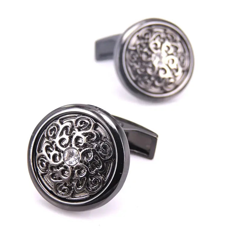 Crystal Cufflinks with Retro Pattern for French Men's Shirt