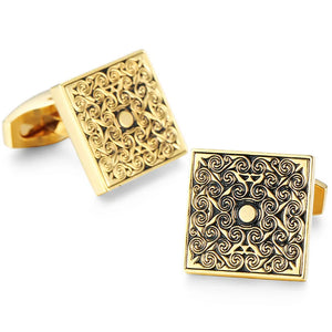 High Carved Square Pattern Retro Cufflinks