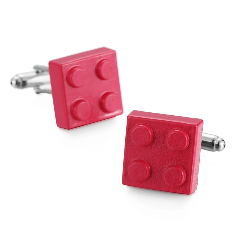 High-End Red Square Blocks Cufflinks for Men