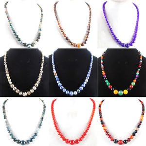 Purple Crystal Dream Agates Round Beads Necklace 17.5"