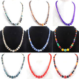 Purple Crystal Dream Agates Round Beads Necklace 17.5"