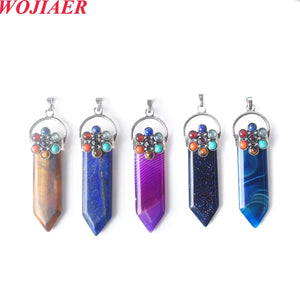 7 Chakra Crystal Stone Sword Pendant Necklace