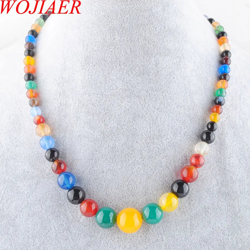 Multicolor Agate Gem Stone Necklace 17.5 Inches