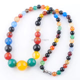 Multicolor Agate Gem Stone Necklace 17.5 Inches