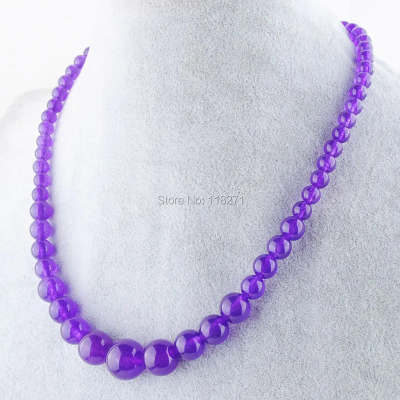 Purple Jades Gem Stone Necklace 17.5 Inches F3023
