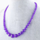 Purple Jades Gem Stone Necklace 17.5 Inches F3023