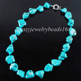 One Piece Turquoise Nugget Beads Necklace 20 Inches Boho Jewelry F3101