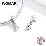925 Silver Halloween Ghost Charm Cross Beads for Bracelet Pendant DIY Jewelry