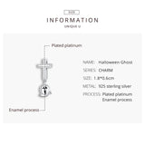 925 Silver Halloween Ghost Charm Cross Beads for Bracelet Pendant DIY Jewelry